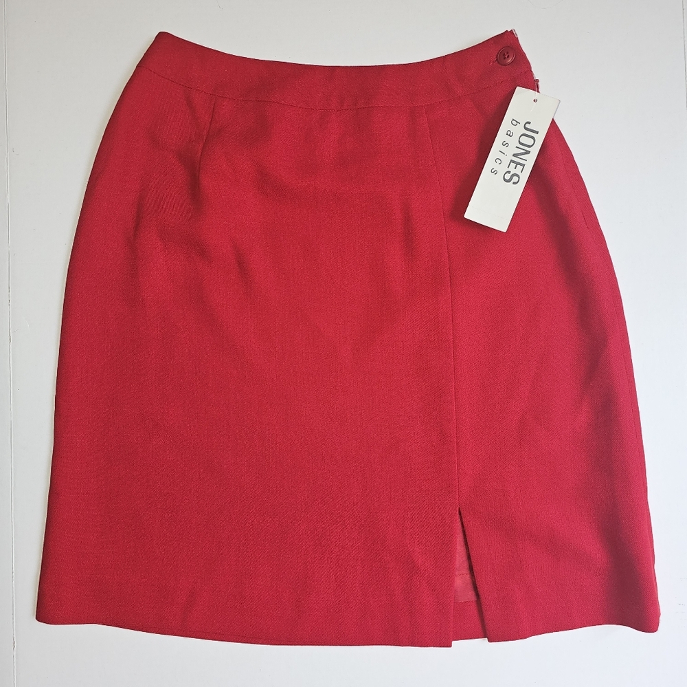 NWT •JONES BASICS • Jones New York BORDEUX •VINTAGE 90s Red Fitted Skirt